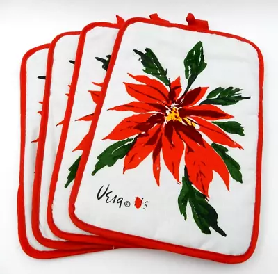 Set Of 4 Vera Neumann Christmas Poinsetta Ladybug Hot Pad Potholders • $49.95