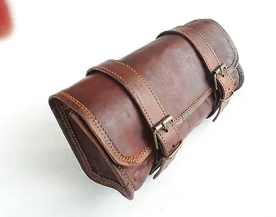 Leather Handlebar Brown Saddle Motorcycle Bicycle Tool Travel Bag Christmas5 • $75.65