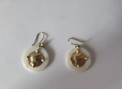 Vintage Italian Coin Earrings Dangle Gold Plated Wire  Italy Lady • $8