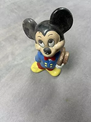 Vintage Antique 1977 Walt Disney Ceramic Mickey Mouse Figure Holding Top Hat ! • $22