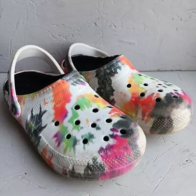 Crocs Classic Fur Lined Tie-Dye Clog Fuzzy Slippers 206341-0C4 Mens 6/Womens 8 • $18.99