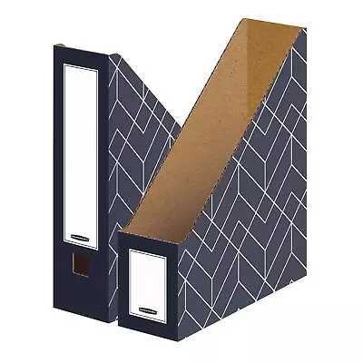 5 Magazine File Holders - Decor Document Letter Organiser Storage Midnight Blue • £13.99