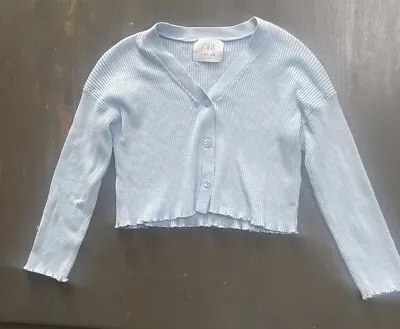$19.99 • Buy Zara Girl’s Ribbed Knit Light Blue Cardigan Size 6/7