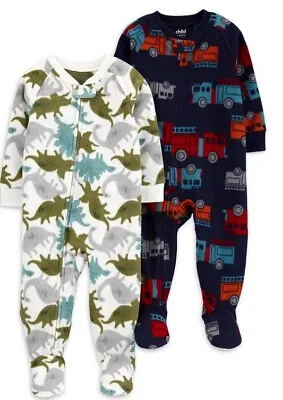 NWT 5 Rescue Fire Trucks Dinosaurs Pajamas Sleeper Feet Footed Unionsuit Carters • $24.80