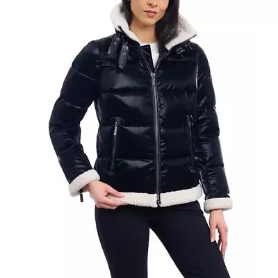NWT Michael Kors Faux Shearling Shine Puffer Coat XL X-Large $320 • $110