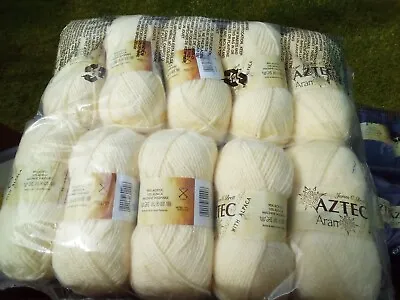 James C Brett Aztec Aran Knitting Wool 5x100g 10% Alpaca Cream Shade Al2 New • £19.50