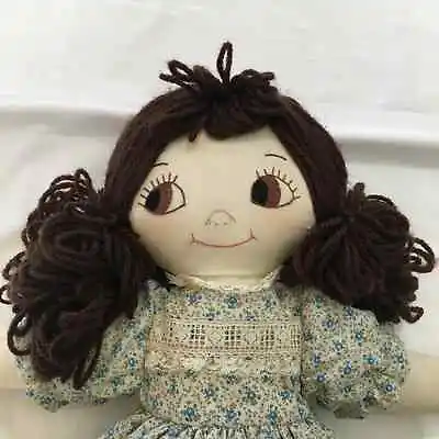 Vintage Handmade Muslin Cloth Girl Baby Doll Original 1979 Dolly Yarn Hair  • $39.99