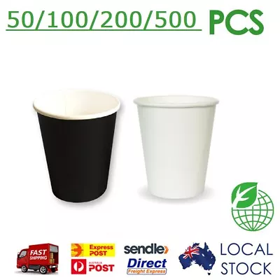 White/Black Disposable Coffee Cup Drink Takeaway Paper Single Wall 6oz/8oz 50pcs • $7