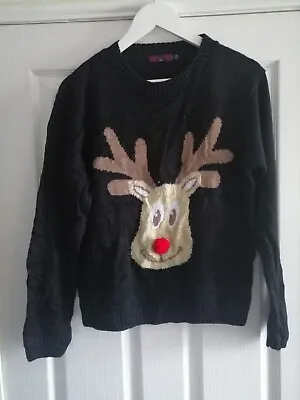 Missi London Christmas Reindeer Jumper Size S/M Made In UK • £12.99
