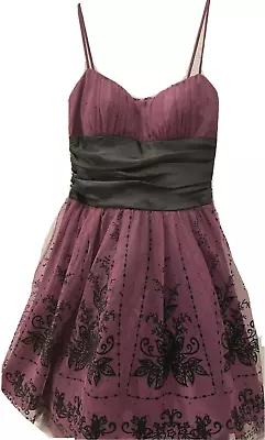 Masquerade Size 7-8 Purple & Black Short Spaghetti Strap Gown Full Skirt • $18.95