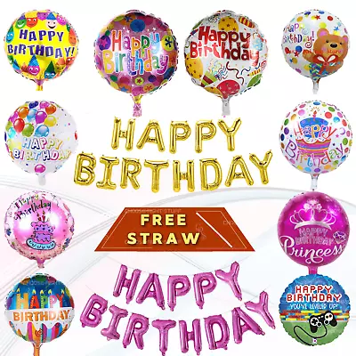 Happy Birthday Banner Balloons Rose Gold Confetti Birthday Party Decoration Set • £8.99