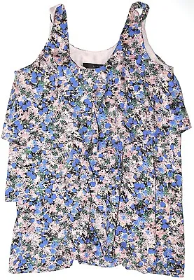 Kai-aakmann Tiered Top S Lavender Pink Floral Twist Strap Blouse FREE SHIPPING • $9.98