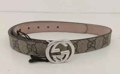 Girl's Belt Size S / M Gucci Beige Brown Interlocking Double G Canvas New* F1 • £13.50