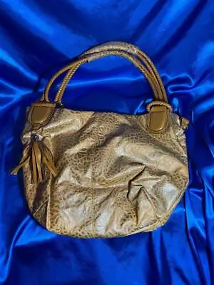 Vieta Autumn Gold Embossed Hobo Style Purse Large Handbag Tote Shoulder Bag • $19.95