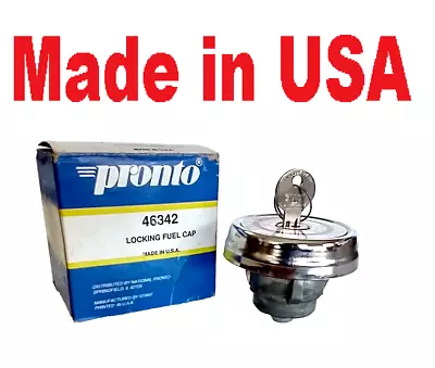 Locking Fuel Tank Cap Gas Cap With Key Chrome Vintage PRONTO 46342 (Made In USA) • $27.49