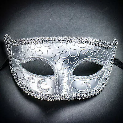 Silver Venetian Classic Masquerade Costume EyeMask For Ball Prom Halloween Party • $11