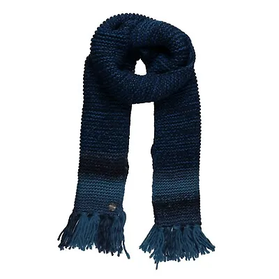 Regatta Women's Frosty IV Navy Blue Black Striped Cable Knit Fringe Scarf RWC122 • £9.99