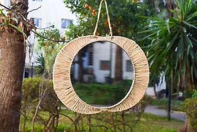 Moroccan Handmade Mirror Raffia Wall Mirror Decor Mirror • $70