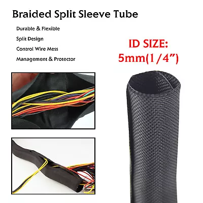 Cable Sheathing Split Braided Sleeve Mesh Wire Loom Power Hose Cabling Guard Lot • $17.99