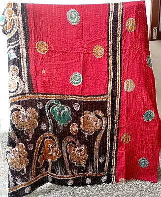 £22.79 • Buy Vintage Kantha Blanket Bedspread Indian Handmade Quilt Throw Cotton Ralli Gudari