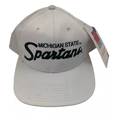 Vtg Michigan State Spartans Hat Cap Snap Back White Script Sports Specialties • $69.95