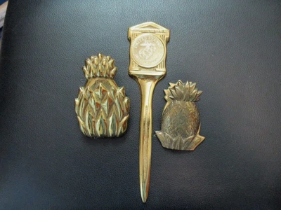 $49.99 • Buy Lot Of 3 VA Metalcrafters Brass Pineapple Clips, US Marine Corp Letter Opener