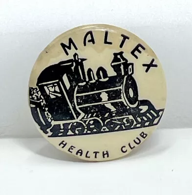 Vintage Original Maltex Cereal Health Club Advertisement Pinback Engineer Train • $13.46