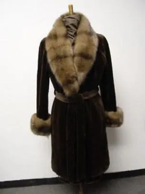 New Sheared Dark Brown Mink & Sable Fur Coat Women • £4308.54