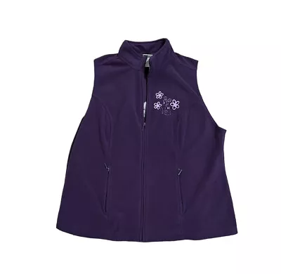 Disneyland Women’s Fleece Zip Up Purple Embroidered Mickey Mouse Vest Size 1X • $11.70