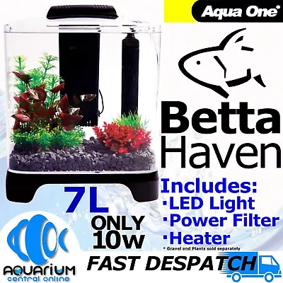 Aqua One Betta Haven Acrylic Aquarium Kit 7L LED Light Filter Heater Thermometer • $78.96