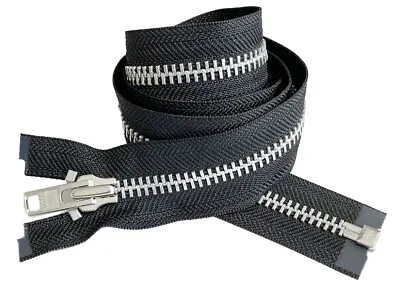 YKK #8 4  - 36  Aluminum Metal Separating Heavy Duty Jacket Zippers Color Black • $10.40