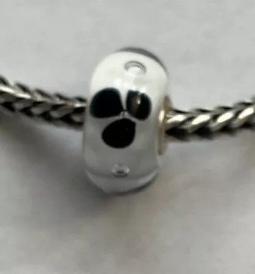 Trollbeads Fashion Flower Black & White Murano Glass Bead Charm! Retired 2019 • $15