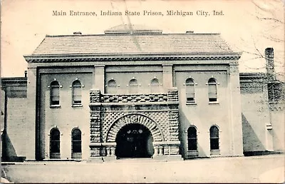 Postcard Main Entrance At Indiana State Prison In Michigan City Indiana • $8
