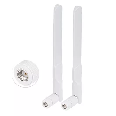 Dual Band WiFi 2.4GHz 5GHz 5.8GHz 8dBi MIMO RP-SMA Male White Antenna 2-Pack ... • $15.84