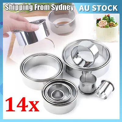 14x Baking Cake Cutter Cookie Stainless Steel Round Fondant Biscuit Mold Pastry • $14.35