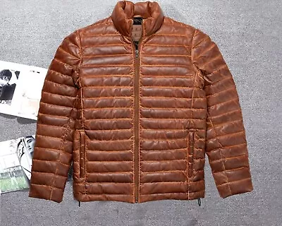 Puffer Jacket Men's Real Lambskin Leather Warm Bubble Jacket • $115