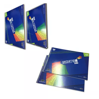 Set Of 2 Sketch Pad A3 Or A4 Drawing Sketching Pad Blue 90gsm Art Work • £4.64