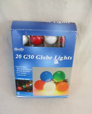 Sienna 20 G50 Ceramic Globe Lights 19 Ft Asst Colors Indoor/Outdoor Party • $24.95