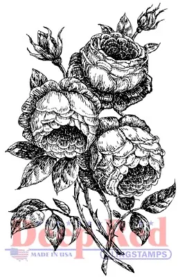 Deep Red Stamps English Roses Rubber Cling Stamp • $6.49