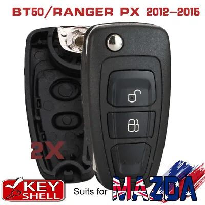 $22.57 • Buy 2x Flip Remote Key Shell Case Fob 2B For Ford Ranger Mazda BT50 2011 To 2015