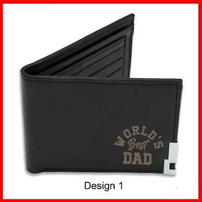 Engraved Wallet Black Personalised Wallets Dad Anniversary Gifts Birthday Gift • £10.49