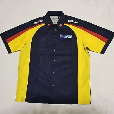 Vtg Team Suzuki Motorcycle Mechanics Shirt Large Motorsports Racing Authentic • $39.95