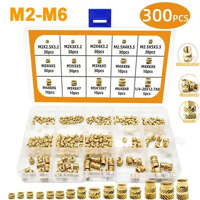 300pcs M2-M6 Brass Knurled Nut Threaded Heat Set Inserts For Plastic 3D Printing • $19.69