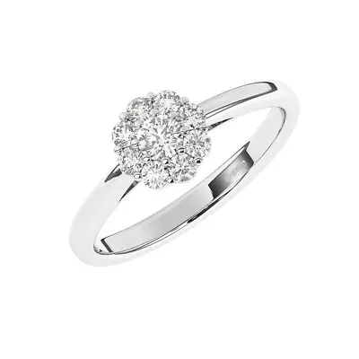 9K White Gold 100% Natural Round Cut Diamond Half Eternity Solitaire Ring • £361.92
