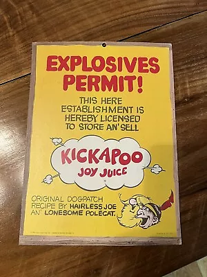 Vintage 1965 Kickapoo Joy Juice Cardboard Advertisement Original Almost Mint Con • $100