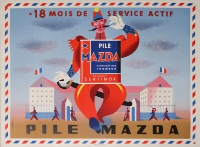 Nathan Garamond Pile Mazda 18 Mois De Service Actif 1939 Vintage Poster • $1950