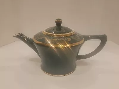 Vintage Hall Pottery Green Gold Butterfly 6 Cup Teapot. Nice! • $21