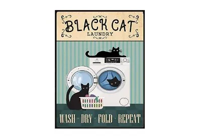 £5.49 • Buy BLACK CAT LAUNDRY CAT Retro Metal Sign GIFT KITCHEN SHED GARAGE A5 A4