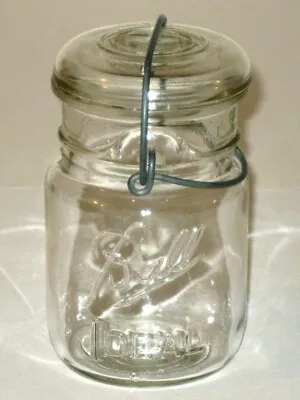 Vintage BALL IDEAL Mason Jar! WIRE Bale & GLASS Lid! 16 Ounce Jar! (1933-1962) • $19.99