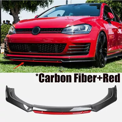 Front Bumper Lip Splitter Chin Spoiler For VW Golf MK5 MK6 MK7 Carbon Fiber +Red • $65.99